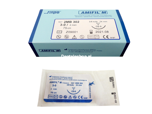 Sinpo Amifil M 4-0 CE-3 3/8 16mm tnąca 75 cm 10 szt. - Nici chirurgiczne niewchłanialne