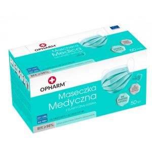 Maseczki medyczne Typ IIR Turkusowe (miętowe) 50 szt. 3-warstwowe